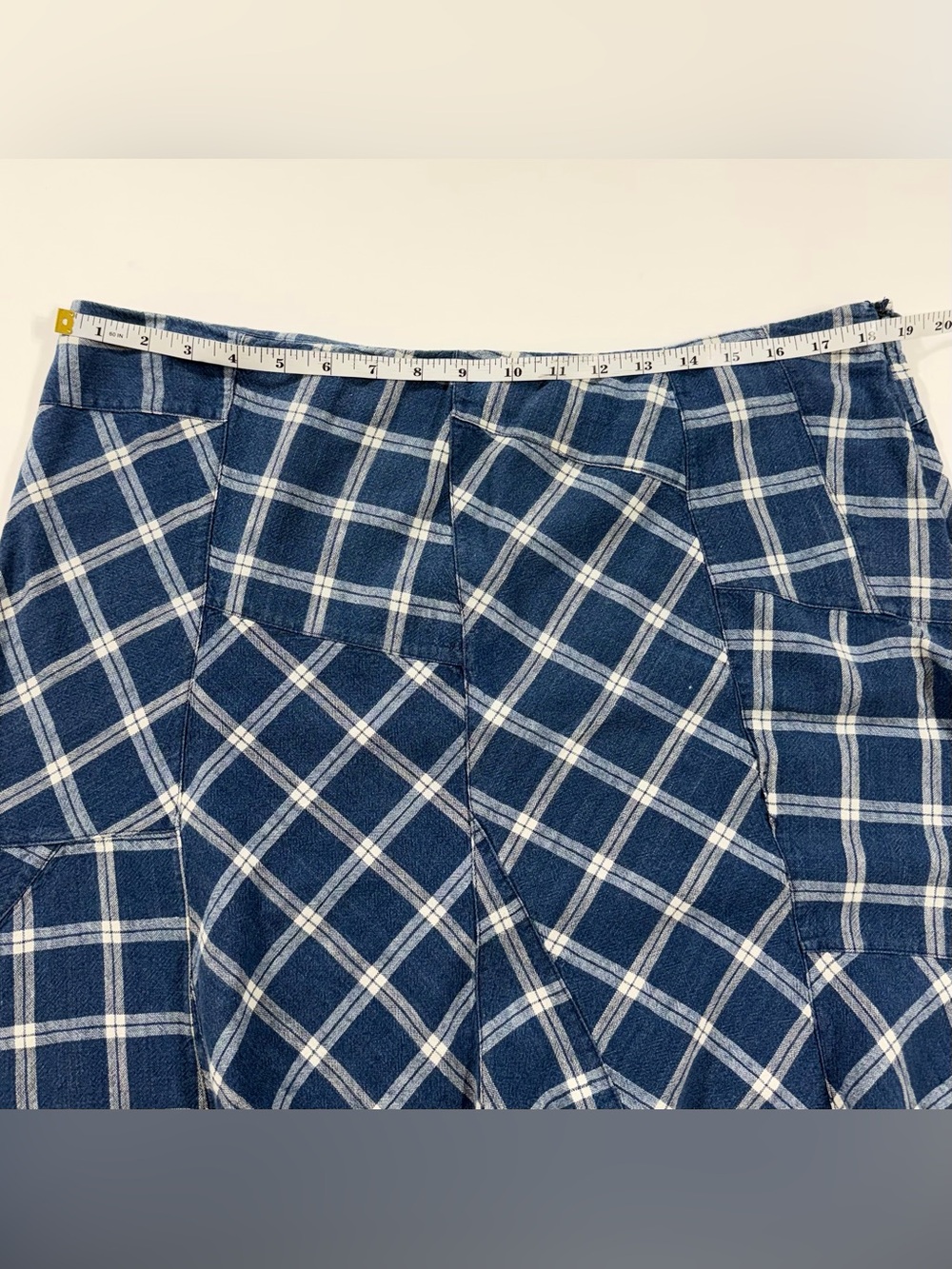 Lauren Ralph Lauren Blue Plaid Patchwork Linen Midi Skirt 14 - Picture 12 of 12